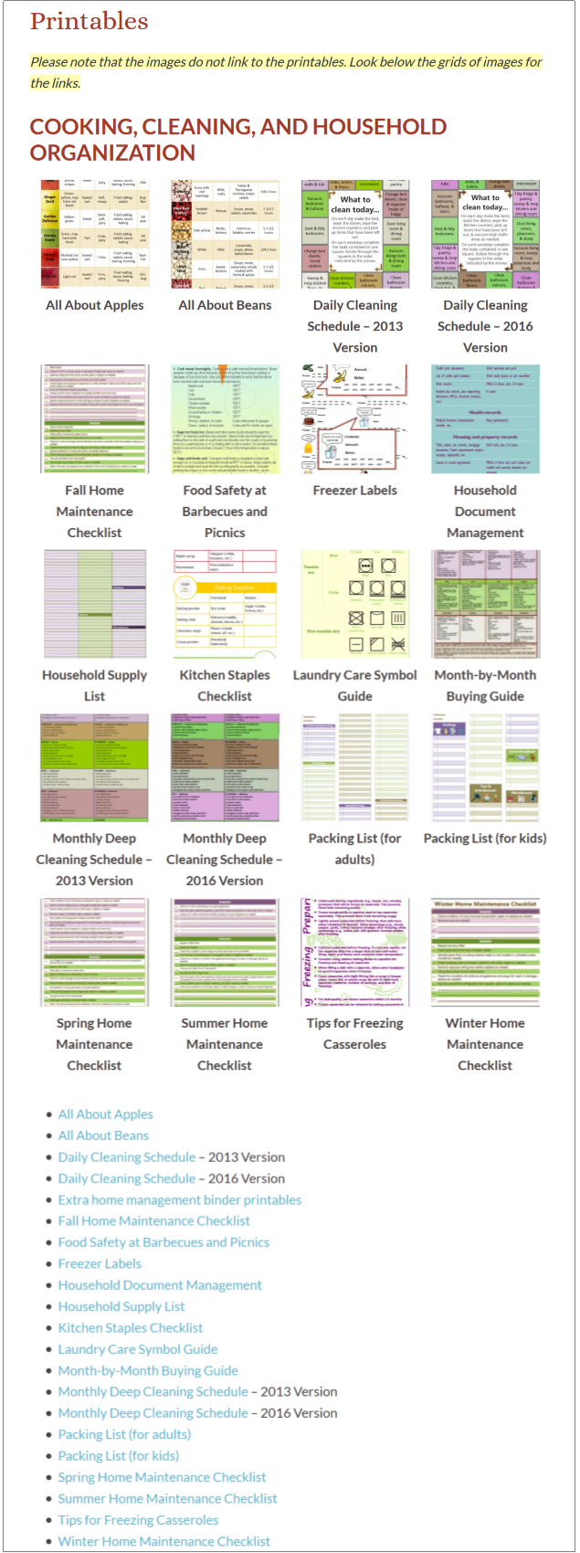 Updated Printables Page